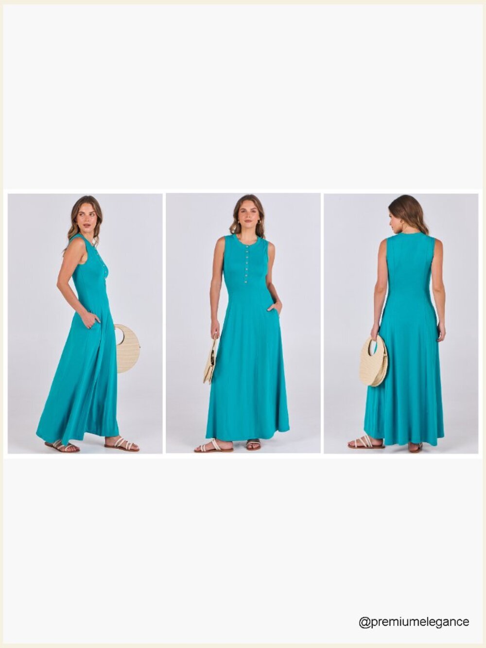 Sleeveless Maxi Sundress A-Line Flowy Button Fit & Flare Summer Casual - Picture 7 of 7